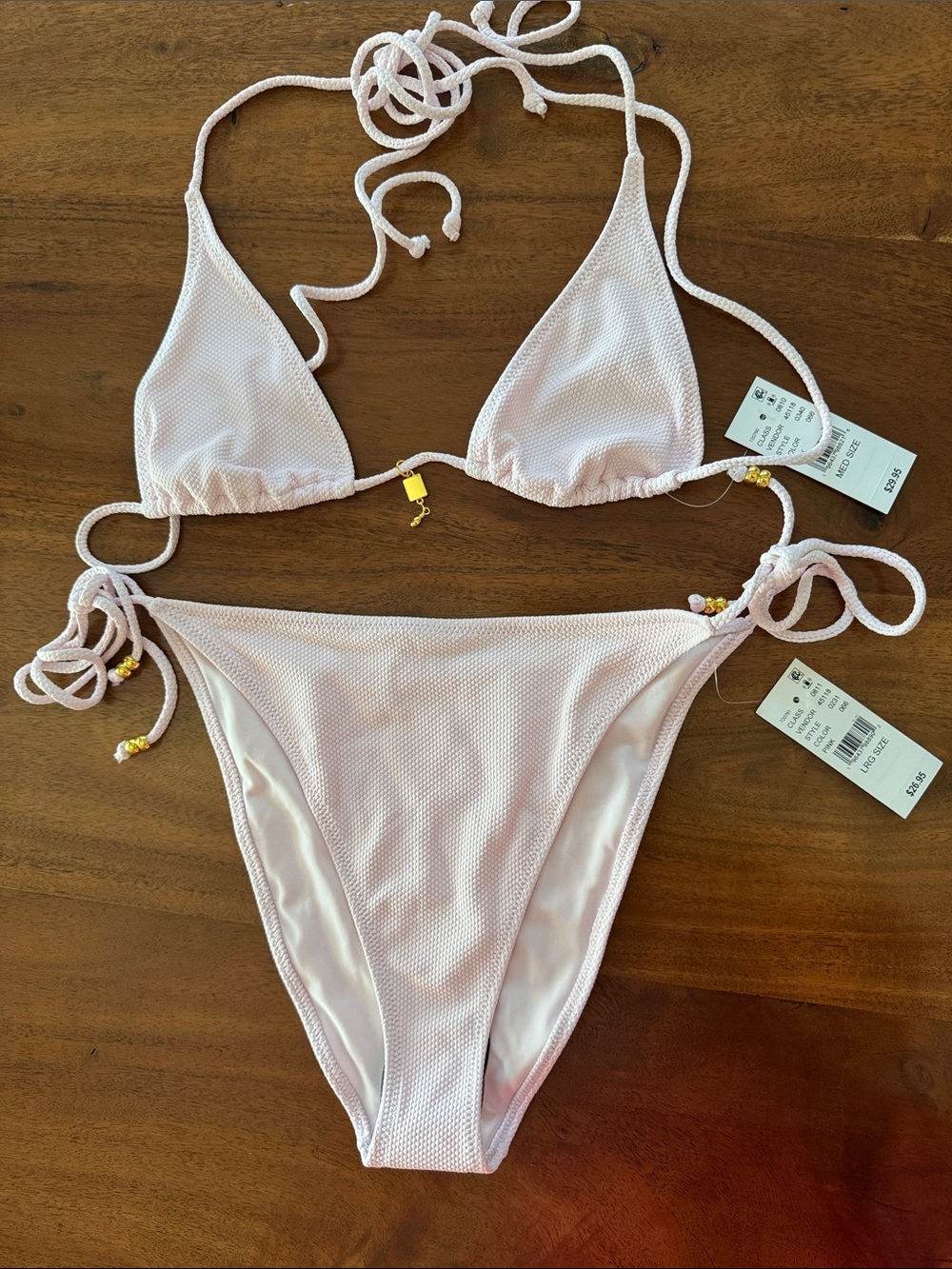 PacSun Pale Pink Textured String Bikini Set